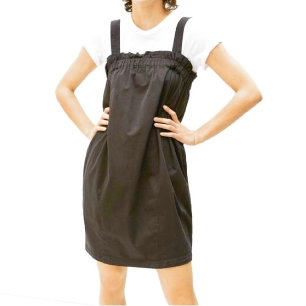 Everlane Paperbag Jumper Dress Organic Cotton Size Small Gray Baggy Convertible